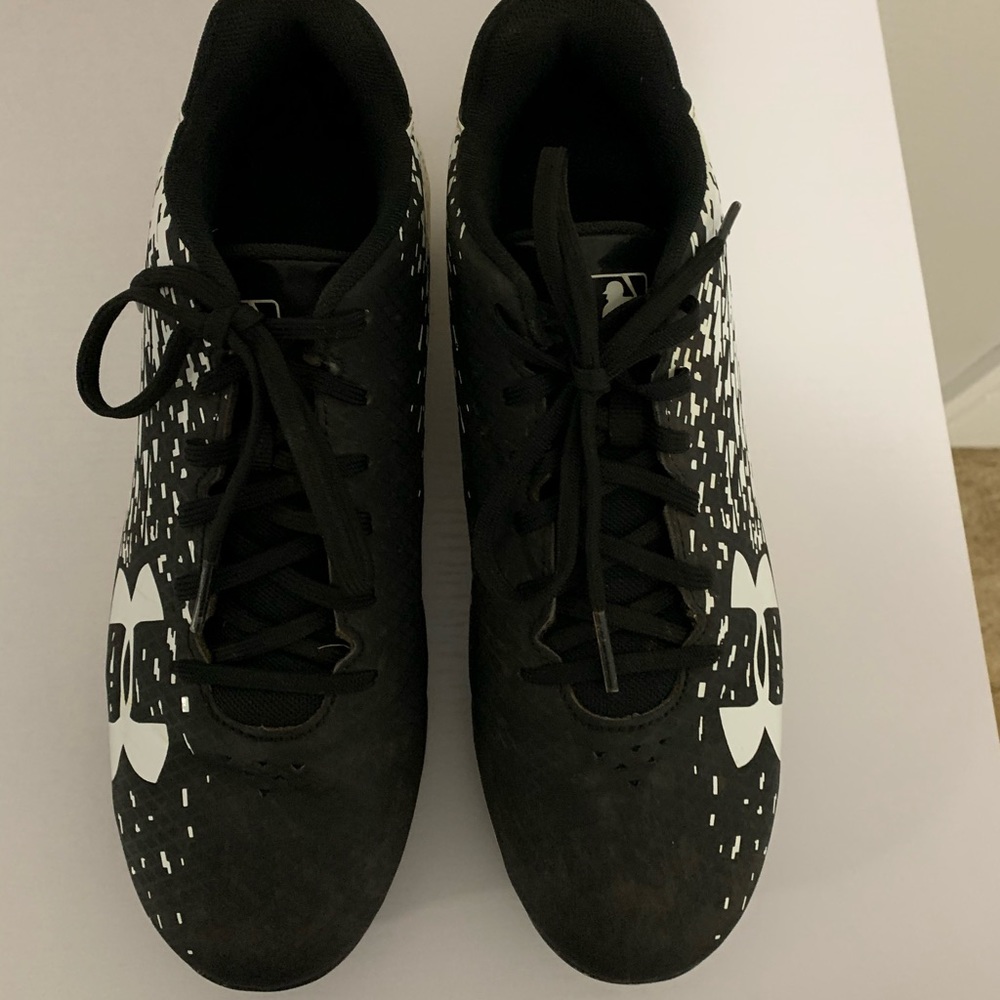 Black and White Under Armor Cleats Size 6